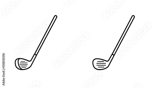 Simple Line Art Illustration of Golf Clubs on a White Background