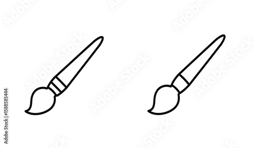 Two Paintbrushes Illustration in Black and White for Art and Design