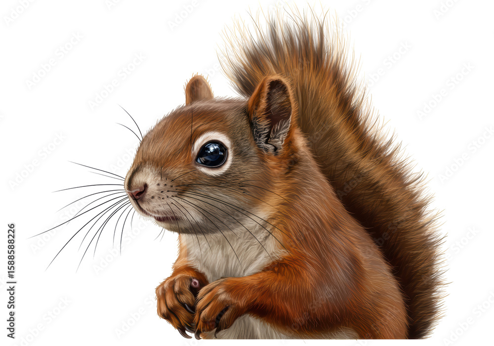 Obraz premium Isolated Detailed Red Squirrel Portrait