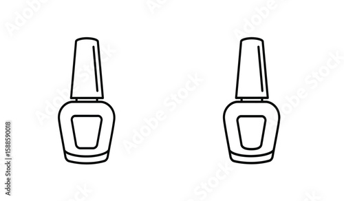 Two nail polish bottles line art illustration on white background for beauty theme