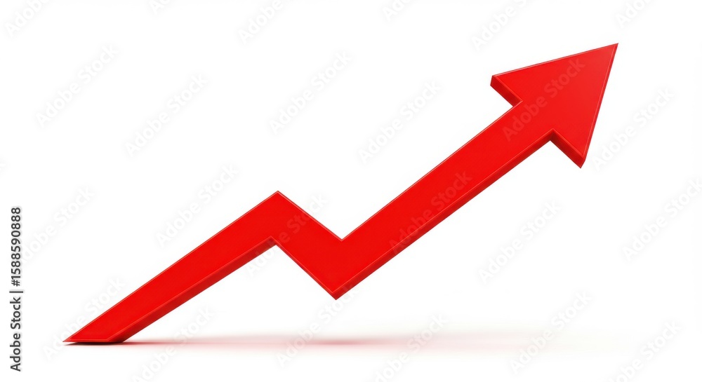 Red arrow pointing up growth concept Red arrow pointing up growth concept