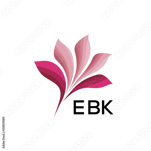 EBK Modern Floral Abstract Logo Design, EBK Later Logo, Creative Botanical Brand Identity
