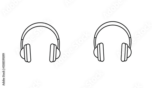 Minimalist Headphones Outline Illustration for Music Audio and Entertainment Concepts