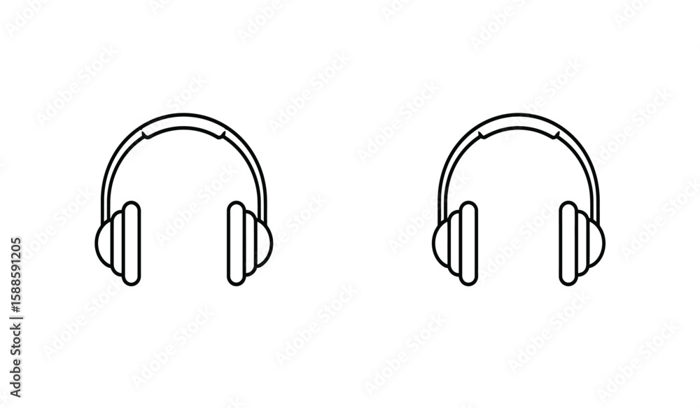Headphones line art illustration on a white background for music lovers Headphones line art illustration on a white background for music lovers