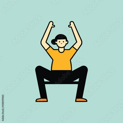 chair yoga stretch female exercise cartoon art