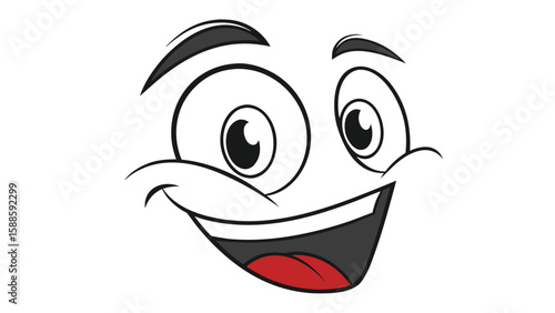 A Cartoon Face Expressing Extreme Happiness and Joyful Excitement