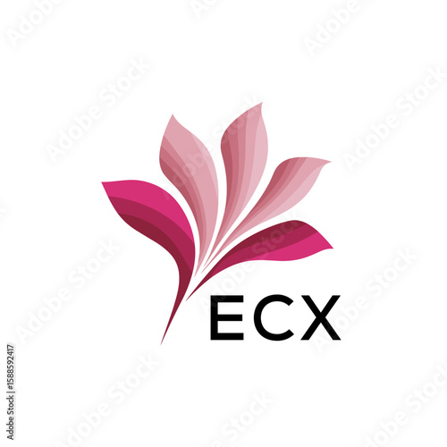 ECX Modern Floral Abstract Logo Design, ECX Later Logo, Creative Botanical Brand Identity
