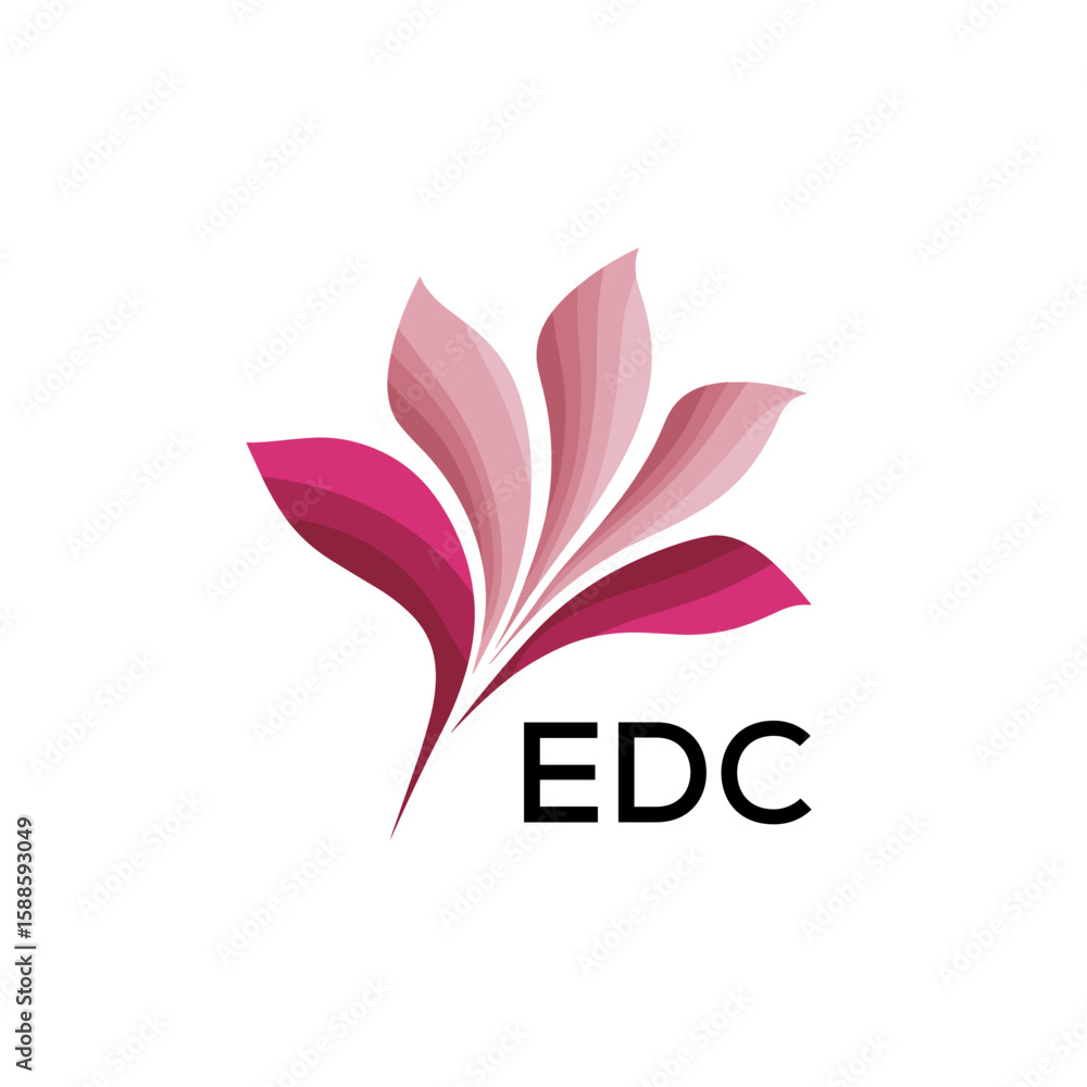 Obraz premium EDC Modern Floral Abstract Logo Design, EDC Later Logo, Creative Botanical Brand Identity 