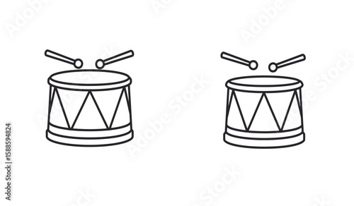 Two Simple Drum Line Art Images for Coloring or Design Projects