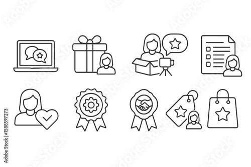 Online shopping line icon set. e-commerce, purchase icons in linear style