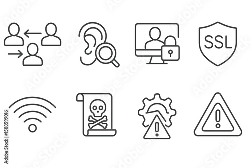 Wallpaper Mural Security, privacy line icon set. digital protection, safety symbols line collection Torontodigital.ca