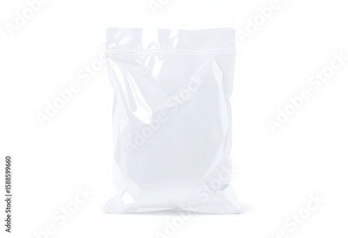Empty translucent white plastic bag on white background, image, white