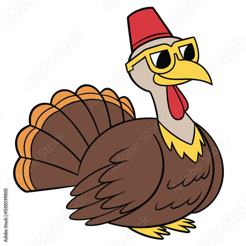 A Funky Turkey Wearing Glasses and a Fez