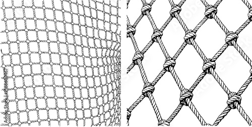Black and white detailed rope nets texture