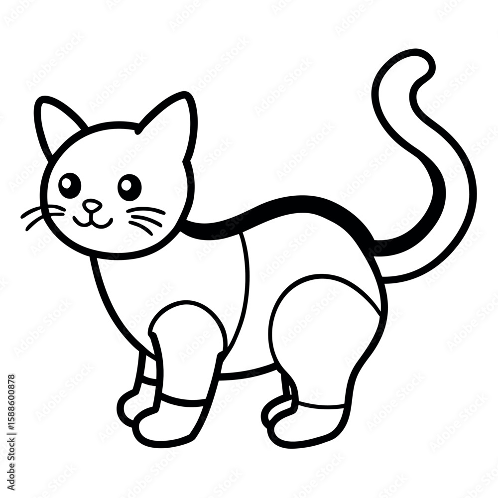 Obraz premium Adorable kitten wearing diaper while playing Line Art Vector illustration