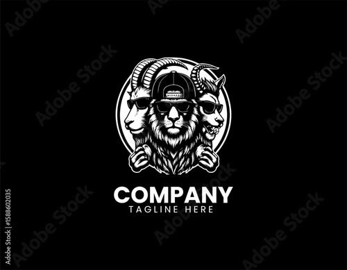 Free Download Modern Chimera Mythical Beast Cool Lion Goat Dragon Vector Logo Design - GFXLoad
