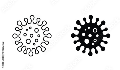 Coronavirus Outbreak Black and White Virus Icon Illustration on White Background