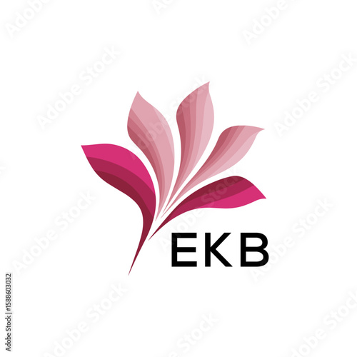 EKB Modern Floral Abstract Logo Design, EKB Later Logo, Creative Botanical Brand Identity
