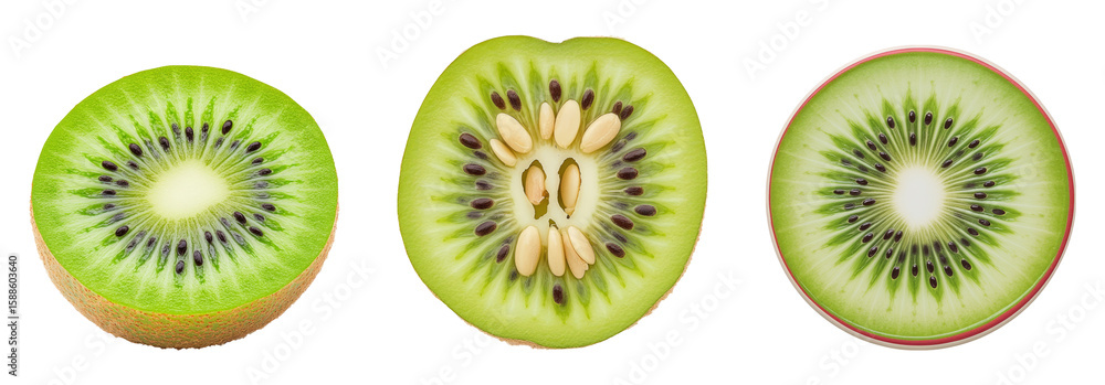 Fototapeta premium Fresh Kiwi Slices Isolated on Transparent Background for Design Use