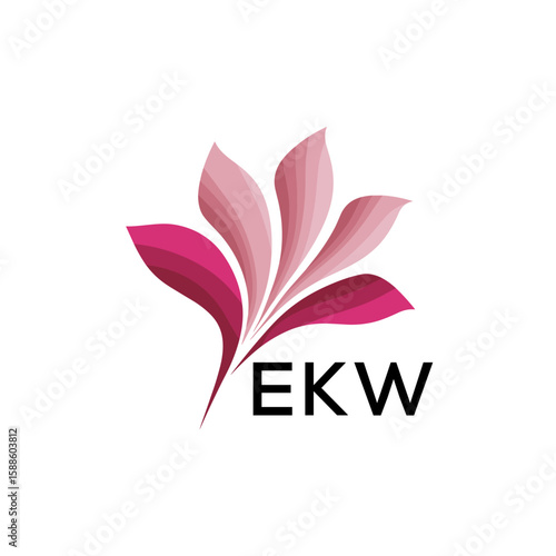 EKW Modern Floral Abstract Logo Design, EKW Later Logo, Creative Botanical Brand Identity
