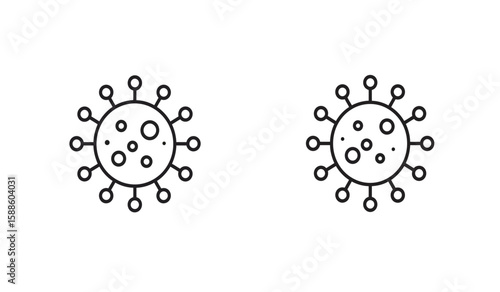 Simple Line Art Illustration of Coronavirus or Virus Cells on White Background