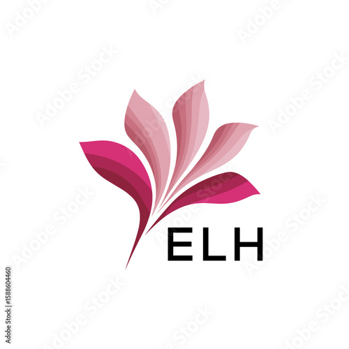 ELH Modern Floral Abstract Logo Design, ELH Later Logo, Creative Botanical Brand Identity

