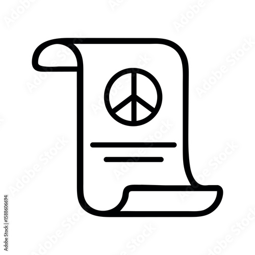 Peace symbol on scroll document paper writing