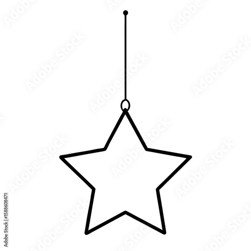 Hanging star mobile toy with dreamy charm Line Art Vector illustration