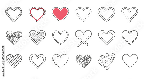 A collection of artistic heart shapes perfect for romantic designs and valentine's day celebrations