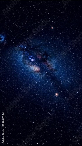 Starry Night Sky: A Mesmerizing View of the Milky Way Galaxy with Vibrant Nebulae and Twinkling Stars