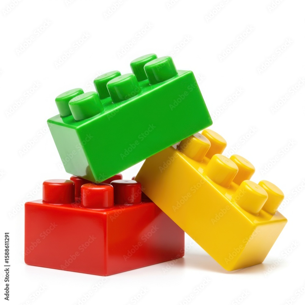 Naklejka premium Red Green Yellow Building Blocks Stacked toy bricks