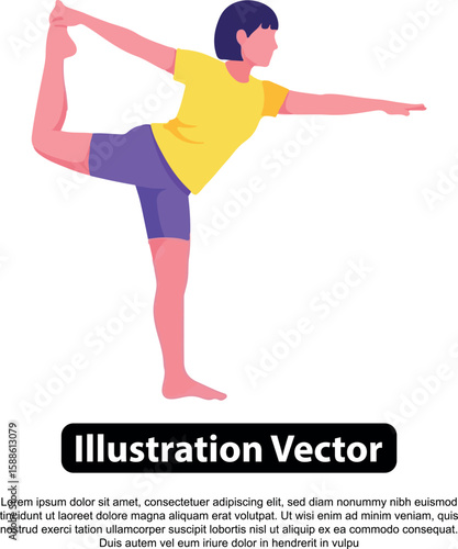 Yoga Pose Vector Illustration Woman in Dancer's Pose for Flexibility and Balance Training