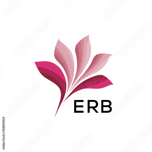 ERB Modern Floral Abstract Logo Design, ERB Later Logo, Creative Botanical Brand Identity

