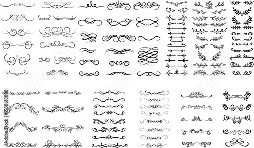 Wallpaper Mural dividers doodle set. Wedding decorative elements. Divider ornament, borders, vintage line separators. Hand drawn vector illustration Torontodigital.ca