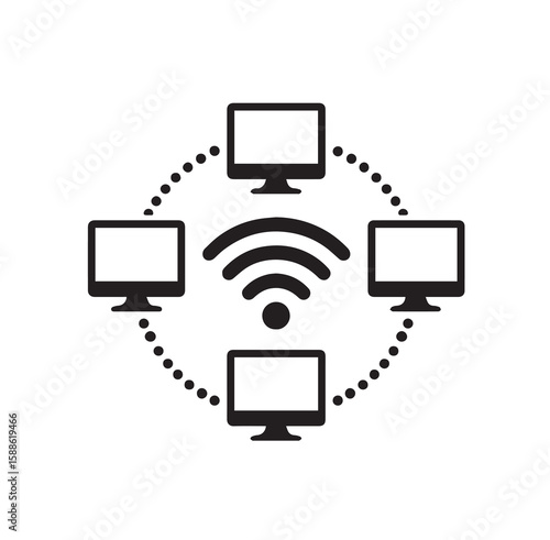 Networked Computers Connected by Wireless Signal connection technology