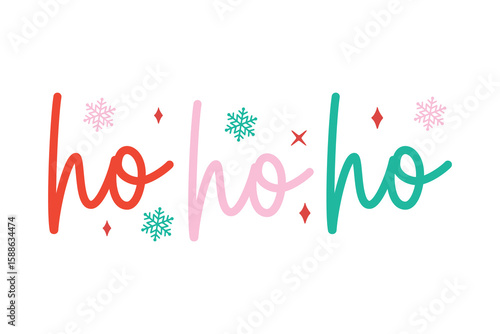 Ho Ho Ho Christmas Snowflake Quote SVG Design
