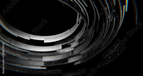 Abstract Futuristic Dark Metal Rings Tunnel Background