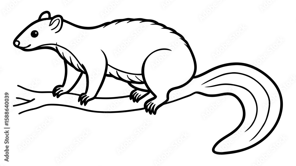 Obraz premium Minimalist Line Drawing Binturong on Branch bearcat