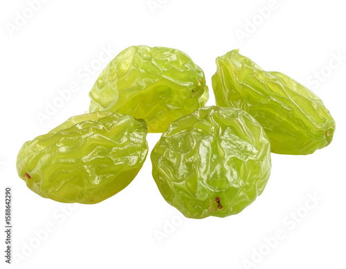 Green raisins isolated on transparent background