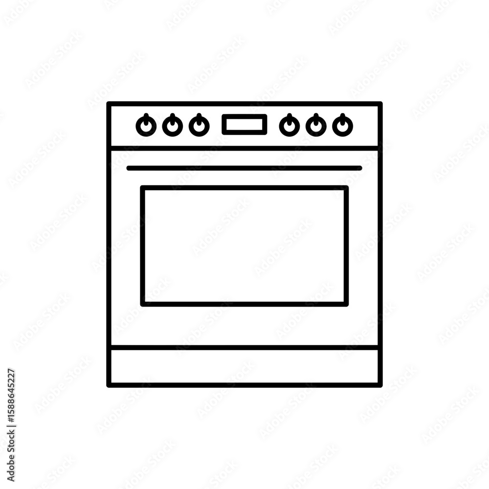 Minimal icon of a built-in oven in black outline Minimal icon of a built-in oven in black outline