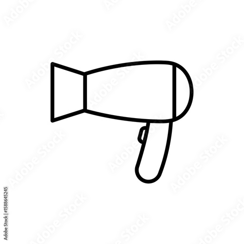 Minimal icon of a compact hair dryer in black line style