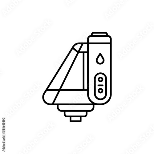 Minimalist black icon of a foldable water heater in outline style
