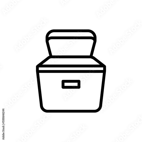 Outline icon of a temperature-controlled cooler in linear style