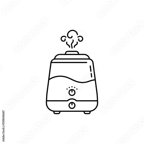 Thin line icon of an air-cooling humidifier appliance