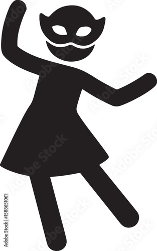 Silhouette vector of a masked dance performer in motion. Ideal for cultural, festival, or theatrical art designs.