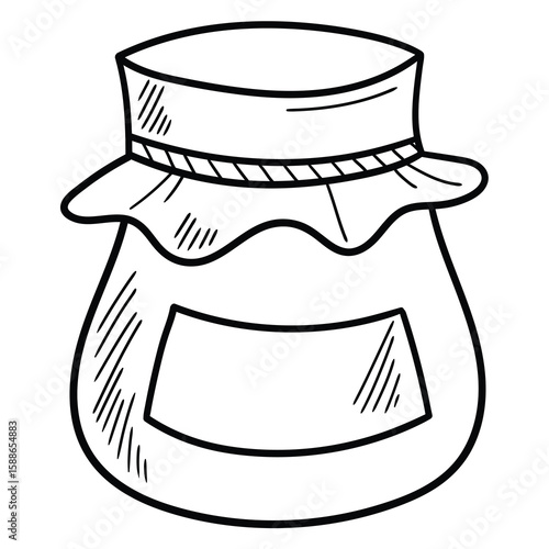 Hand drawn doodle jar of jam on white background.