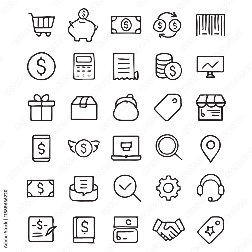 Fototapeta premium Branding And Marketing Mega Icon Set, Editable Line And Minimalist business and marketing icon, Mega set of vector solid icons. Contains such icon collection as marketing, business process .