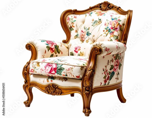 French Louis XV Armchair with Needlepoint Upholstery and Gilt Wood – 1800s Vintage Chair