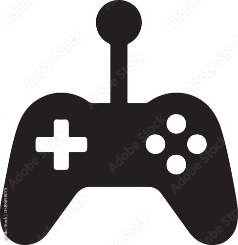 Silhouette vector of a game joystick. Ideal for gaming, video games, arcade, controller, and entertainment designs.