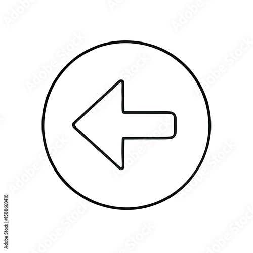 Free Download Arrow Symbol Icon: A simple yet striking line drawing of an arrow pointing left, encased within a circular frame, symbolizing direction and movement. - GFXLoad